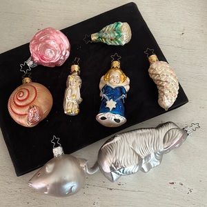 Lot 8 Vintage West Germany glass Christmas ornaments elephant shell Inge glas